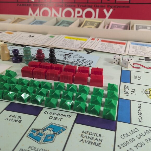 Vintage Monopoly Parker Brothers 1961 Real Estate Trading Board Game Equipment - Picture 12 of 16